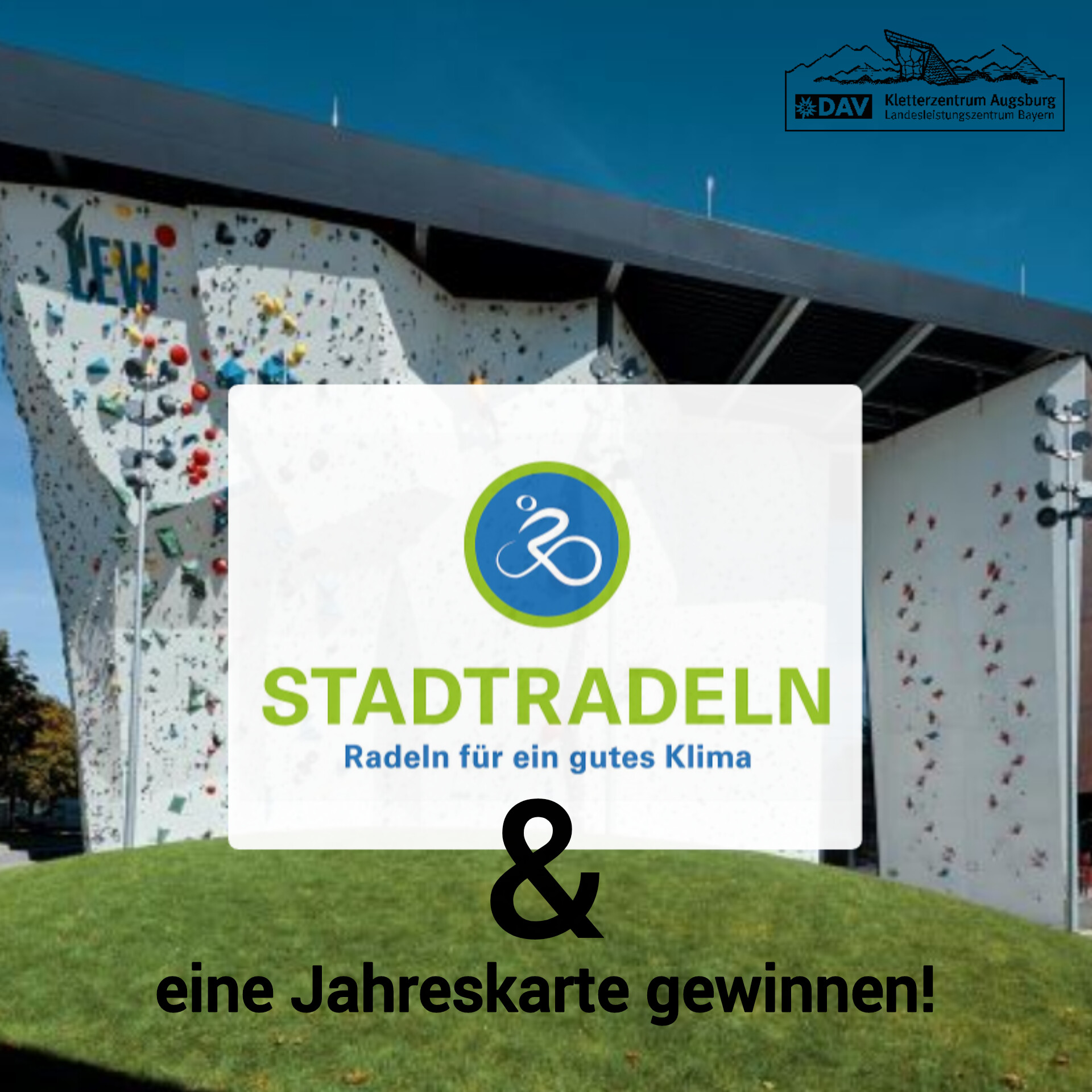 Augsburger Stadtradeln Logo vor Kletterhalle