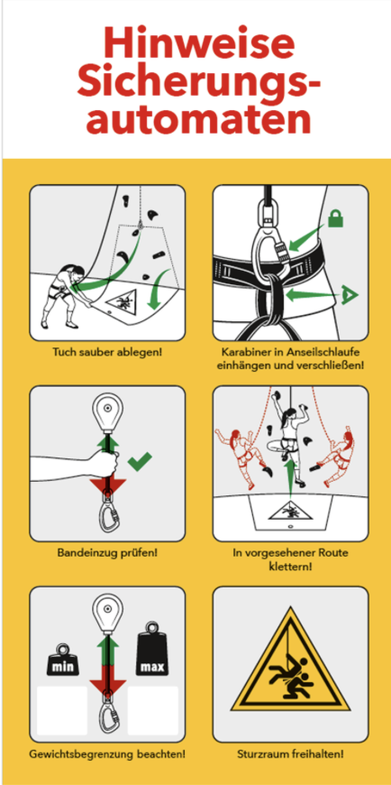 Regeln Klettern am Sicherungsautomaten